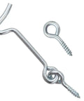 Top Shelf 8 Pack Zinc Coated Steel Window And Door Hooks paired with classic eye latch, showing a steel hook and screw.