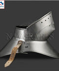 Side view of Articulated Iron Gorget With Bevor Neck Armor For Cosplay And Larp Battle Ready SCA Gothic Neck Plate Medieval Protector
