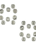 Twenty Piece Stainless Steel Plug And Blind Screw Kit With Hex Key For Gun Receiver Mounts Compatible With Marlin Savage Ruger Rock Solid Replacement Parts That Hold Firm, polished plugs and blind screws.