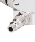 Close-up of Three Way Air Splitter And Pneumatic Fitting In Aluminum Alloy With One Quarter Inch NPT Male Thread Rust Resistant 3 Way