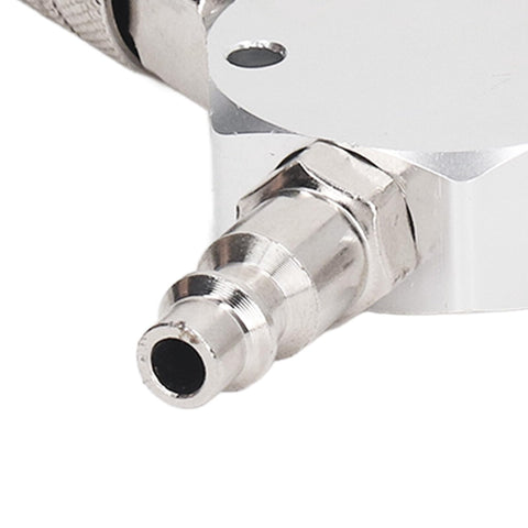 Close-up of Three Way Air Splitter And Pneumatic Fitting In Aluminum Alloy With One Quarter Inch NPT Male Thread Rust Resistant 3 Way