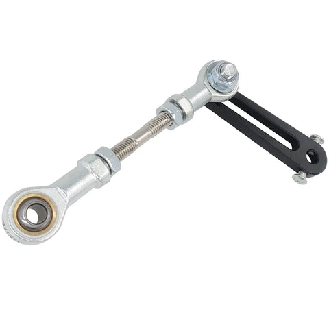 Side view of rocker arm with threaded shaft and black mounting bracket for a reciprocating actuator; 8 mm shaft hole