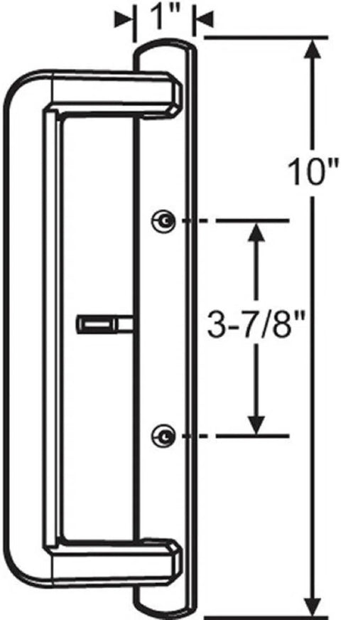 Diagram of 10 Inch Interior Sliding Door Handle For Glass Patio Doors Replacement With 3-7/8 Inch Hole Spacing, Beefed-Up Diecast Construction.