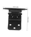 Front view of a black Auto Close Spring Loaded Cabinet Door Hinge 3/8 Inch Self-Closing Soft Close 1.4mm thick