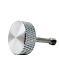 M5 X 25 MM Captive Panel Screws With Knurled Thumb Head 4 Pc Set Stainless Steel Thread Aluminum Alloy Silver Fasteners close-up view.