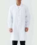 Unisex Professional Lab Coat for Men and Women, Button Front Long Medical Coat for Science, Doc, Nurse, or Student, White