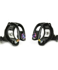 MatchMaker X Stainless T25 Rainbow Bolts for MMX Shifters Set of 2 shown installed on black clamps.