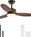 52 Inch Ceiling Fan With Light And Remote Solid Wood Peach Blades Whisper Quiet Motor Black Finish
