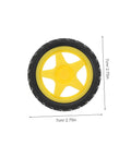 Yellow plastic wheel from Electric Motor And Plastic Tire Wheel Set For RC Cars And Trucks, measuring 7cm, shown with dimensions.