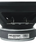 Side view of the Eight 15 8 Ohm Guitar Speaker Upgrade For Compact Amps With 15 Watt Ceramic Magnet showing label and magnet