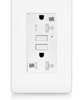 100 Pack 20 Amp GFCI Outlet Low Profile GFI Receptacle With LED Indicators UL Listed Heavy Duty Safety Slim Body Weather Resistant Electrical Socket No Sweat Install With Plates - Front view of outlet.