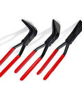 Hand Seamer Pliers Set For Sheet Metal Bending And HVAC Ductwork, 3 Piece Metal Pliers Kit, Durable Duckbill Pliers With Red Handles