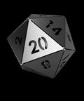 DIY 20 Sided Dice Icosahedron Welding Project Kit, assembled metal dice showing number 20 and precise angled fit ups.