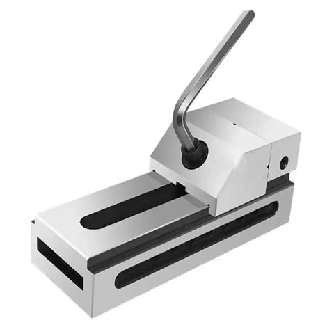 Two Point Five Inch CNC High Precision Flat Vise With Quick Adjust Jaw For Fast Acting Right Angle Grinding And Milling Bench Fixture Built Tough For Metalworking And CNC Machining, silver steel