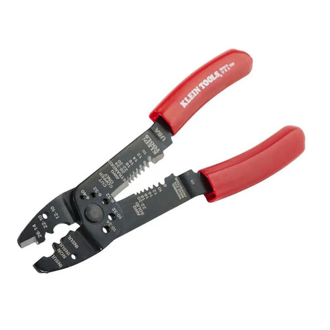 American Made Multi Tool Wire Stripper Cutter And Crimper For 8-22 AWG, red handle, dual wire cutters, 8.5-Inch electrician tool