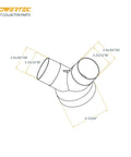 Top Notch Woodshop Essential Heavy Duty Dust Collector Y Fitting Six Inch To Four Inch Hose Reducer Main Line Branch Connector Two Pack with dimensions.