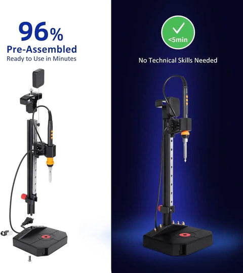 Vertical Heat Set Insert Tool Press With 90W Soldering Iron M2 M8 Heat Set Tips 30 Brass Threaded Nuts For 3D Printed Parts Nutopress Pro