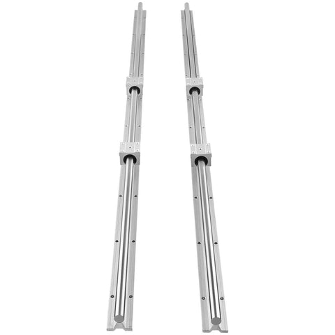 Top view of SBR20 1500mm Linear Guide Rail Kit With 4 SBR20UU Bearing Blocks for CNC Machines and Automated Equipment, steel rails.