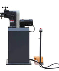 Badass Heavy Duty Electric Bead Roller And Sheet Metal Crimper With 8 Inch Throat Depth side view showing motor and foot pedal.