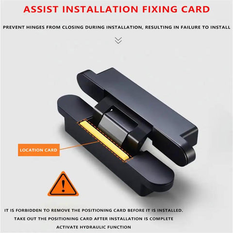Beefy Hidden Hydraulic Hinge Buffer Assist Installation Fixing Card for easy setup, essential for hydraulic function activation.