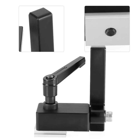 Top Notch Portable Woodworking T Track Limiter Stop Saw Guide For Miter Saws And Planers with sturdy steel body and adjustable lever.