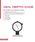 Dial Depth Gage With Knife Edge Base And Needle Contact For Stability And Precision, Pro Grade White Face Dial, 0 To.125 Inch Range