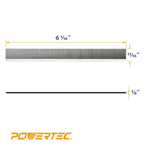 Top Shelf 6 Inch Jointer Knives For Delta 37-658 37-190 37-195 37-205 37-220 Set Of Three Single Edge Replacement Blades 6-1/16 inch length.