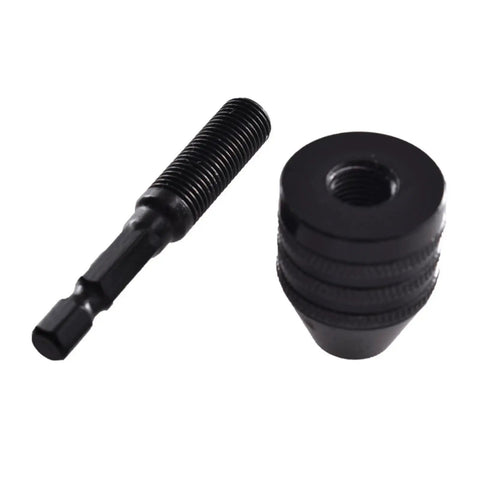 1/4 Inch Hex Shank Keyless Drill Chuck Quick Change Adapter Converter For Impact Drills And Electric Tools, black threaded adapter