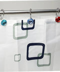 Clear Shower Curtain Hooks 12 Pack Easy Glide Double Curtain Hooks For Bath Quick Release Liner Rings on a rod