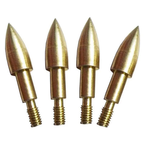 100 Grain Steel Archery Field Points 24 Pack Screw In Arrow Tips For Recurve Compound Bow And Crossbow Gold Finish shown close-up