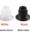 Heavy Duty Gray Ribbed Vacuum Suction Cup Nozzle For Pneumatic Manipulator Gripper Compatible With ZP 10 13 16 20 32 40 50 Series, showing white silicone and black nitrile rubber options.