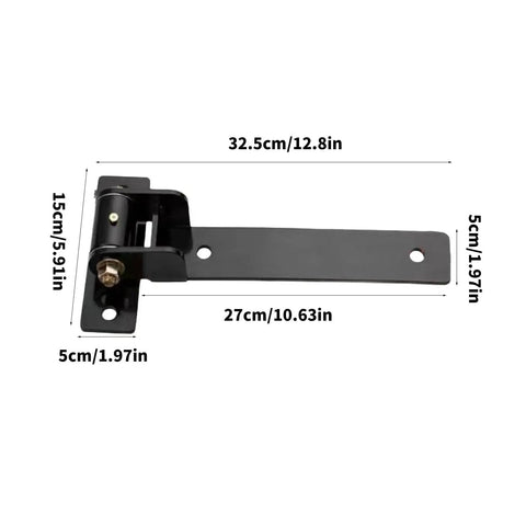 Rock Solid Stainless Steel T Shape Barn Door Hinge With Slick Bearing Heavy Duty Gate Hardware For Commercial And Garage Jobs Built To Last Rust Resistant Finish All Weather shown with dimensions 32.5cm x 15cm.