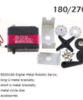 Beefy High Torque 80kg Digital Metal Robotic Servo With Dual Shaft, Waterproof IP66, parts and accessories kit shown