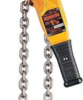 LB Series Steel Lever Hoist 1-1/2 Ton Capacity, 15 Ft Lift Height with yellow hook and chain, all-steel construction