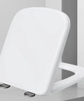Zero Drama Soft Close Toilet Seat White Square Shape with smooth surface and adjustable mounting for easy setup.