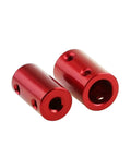 Sturdy Shaft Coupling For CNC Stepper Motors Connect 4-7Mm Shafts With Locking Wire And Aluminum Alloy Build Pack Of Three Units. Red aluminum coupling with holes for secure connections.
