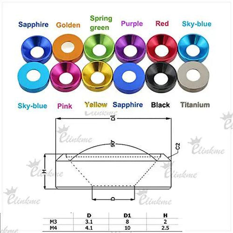 Mixed color aluminum spacers for Top Shelf Chicago Screws And Stainless Steel 304 Holster Fasteners for Kydex belt clips.