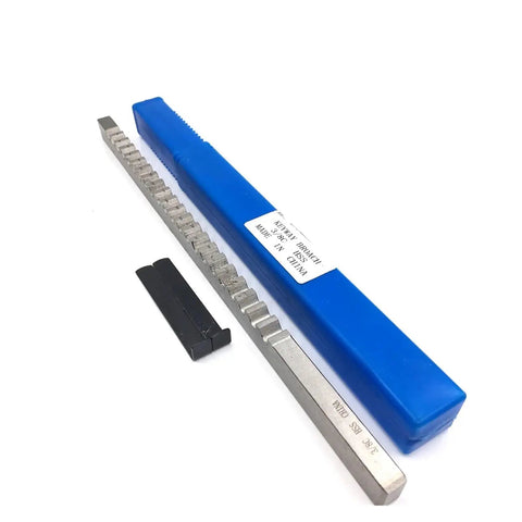 Push Type Keyway Broach For CNC Broaching Machine In Metalworking Pro Grade High Speed Steel Cutting Tool with blue plastic case.