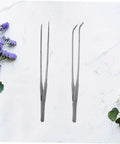 Stainless Steel Aquarium Plant Tweezers Set 2 Pack With Straight And Curved Tips For Easy Fish Tank Planting Durable Rust Resistant Tools For Aquascaping And Aquarium Maintenance, stainless steel tweezers set