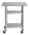 Stainless Steel Commercial Kitchen Work Table 24x30 With Wheels Two Shelf Heavy Duty Built Tough Utility Prep Table For Restaurant Home Hotel Garage Outdoor Use Everyday