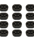 Top Grade Universal Car Exhaust Mount Repair Hanger Bracket Rubber Kit 12 Pieces Fits Toyota Honda And More, Heavy Duty Suspension Fix For Undercarriage Noise And Vibration Elimination, 12 black rubber hangers