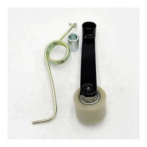 Heavy Duty Motorcycle Chain Tensioner Roller Kit For 200cc ATV Quad BS200S-7 Bashan Gear That Keeps Your Ride Smooth On Rough Trails And Outdoors With Wear Resistant Build. white roller with spring and metal bracket