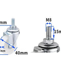 1.5 Inch M8 Threaded Swivel Caster Wheel White Light Duty For Carts And Trolleys, 360 Degree Swivel, Durable PP Wheel