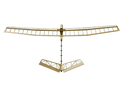Front view of Uzi Glider RC Plane Kit 1.4M Laser Cut Balsa Wood Sailplane With Motor ESC Servos And Covering for Outdoor Flying Easy Build DIY