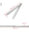 Heavy Duty Lid Stay Hinges One Eighty Degree Rotating Cabinet Hardware 3 Pairs Built Like A Tank, showing dimensions and screws.