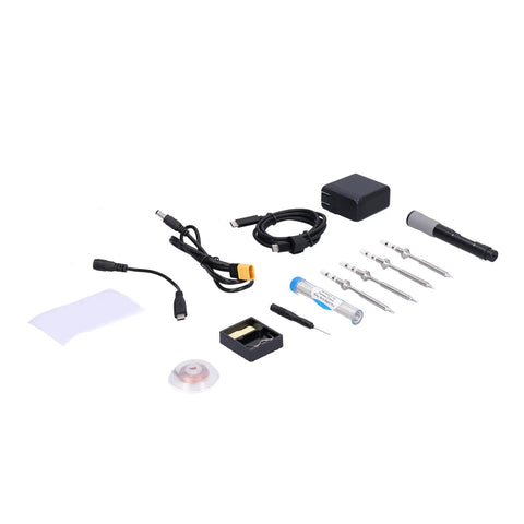 Huge Jauarta Electric Soldering Iron Kit With 4 Replaceable TS BC2 B2 D24 Tips And Type C Power Supply, various accessories included.