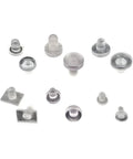 Assorted screws from Leveling Feet Kit For Furniture 96 Pieces Soft Clear Rubber Embedded Adjustable Wobble Free Leg Pads For Tables And Chairs