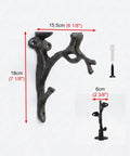 Branch Style Wall Mount L Brackets Vintage Rustic Decorative Support For Kitchen Home Office, cast iron with measurements.