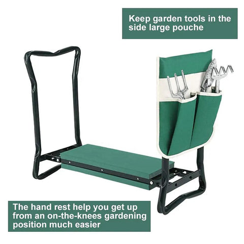 Heavy Duty Garden Kneeler And Seat Stool With Folding Bench Large Tool Pocket Soft EVA Kneeling Pad