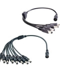 Knockout Heavy Duty Dc 5.5X2.1Mm Power Extension Cord Plug And Play Ac Adapter Splitter Cable with rugged PVC, featuring multiple output options.